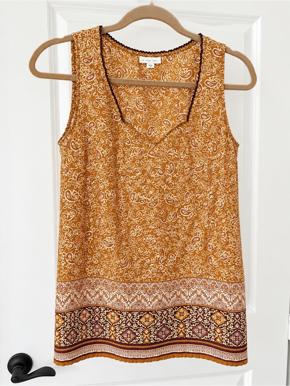 J. Jill Mustard Paisley Border Tank Top